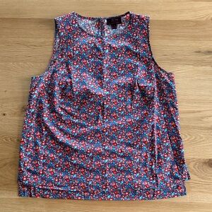 J. Crew Floral Sleeveless Blouse in Red and Blue